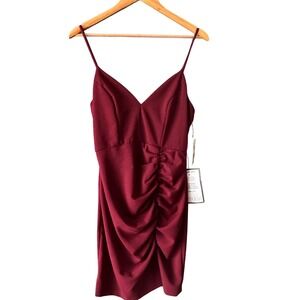 Emerald Sundae Dress Junior L Wine Ruched Spaghetti Strap Mini‎ Party Homecoming